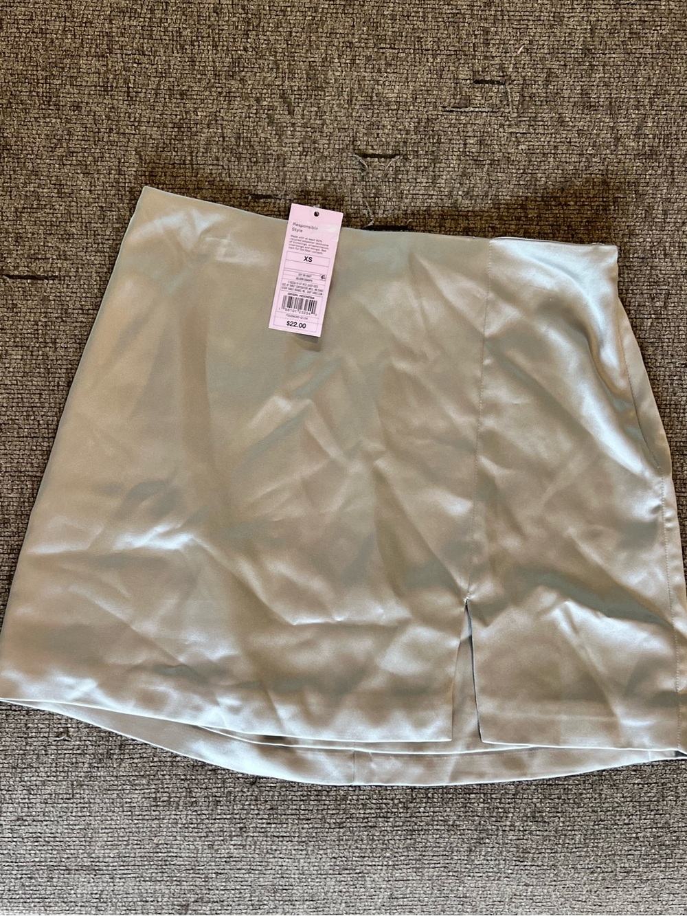 Women’s Satin Mini Skirt in Light Silver